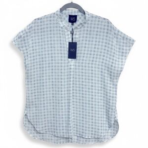 Anthropologie Blue Checkered Blouse